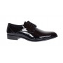 Pantofi barbati eleganti din piele naturala calapod lat Negru Lacuit GKR016NL